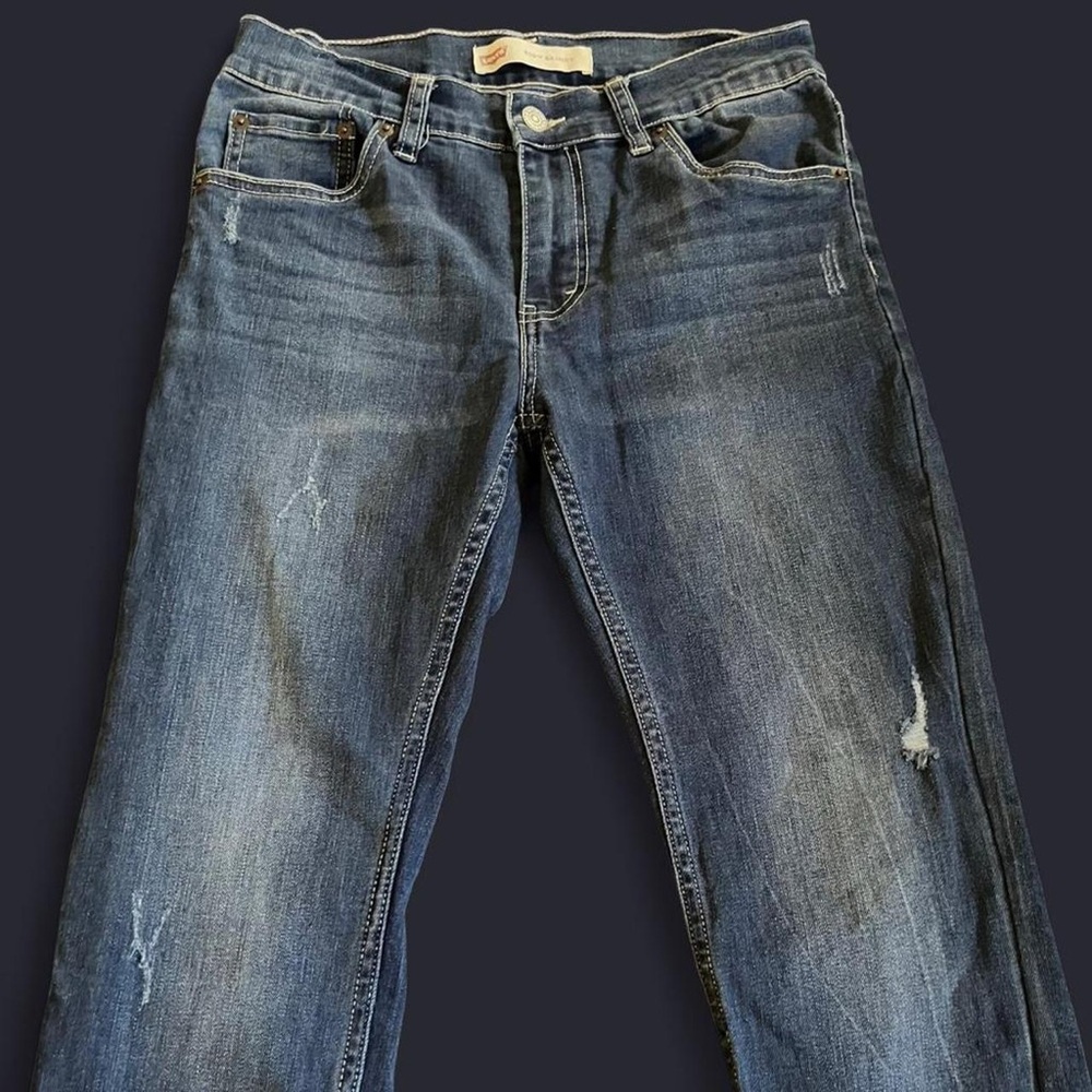 Levi’s 510 Lightly Distressed Blue Denim Skinny Jeans